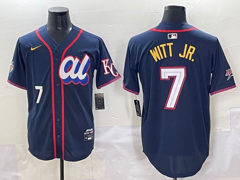 Men 2025 Kansas City Royals #7 Witt jr Drak Blue All star Blank Blue Nike MLB Jersey style 3->los angeles dodgers->MLB Jersey